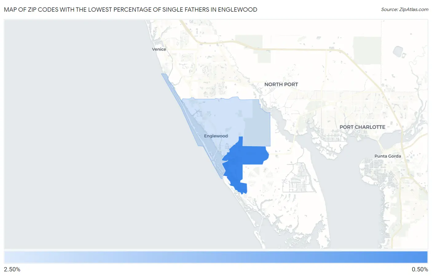 Zip Codes with the Lowest Percentage of Single Fathers in Englewood Map