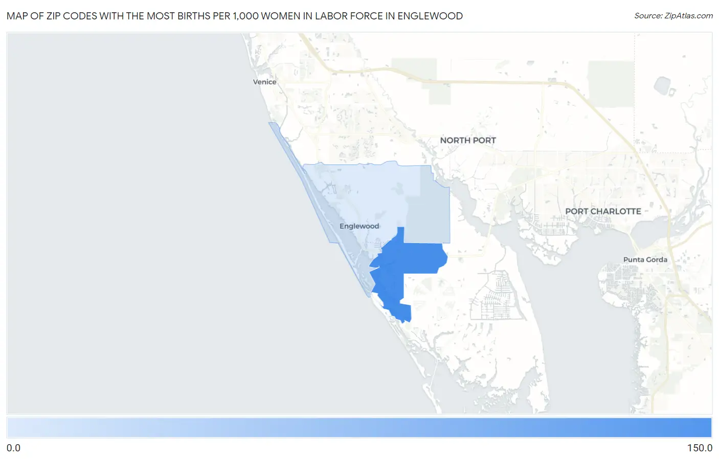 Zip Codes with the Most Births per 1,000 Women in Labor Force in Englewood Map