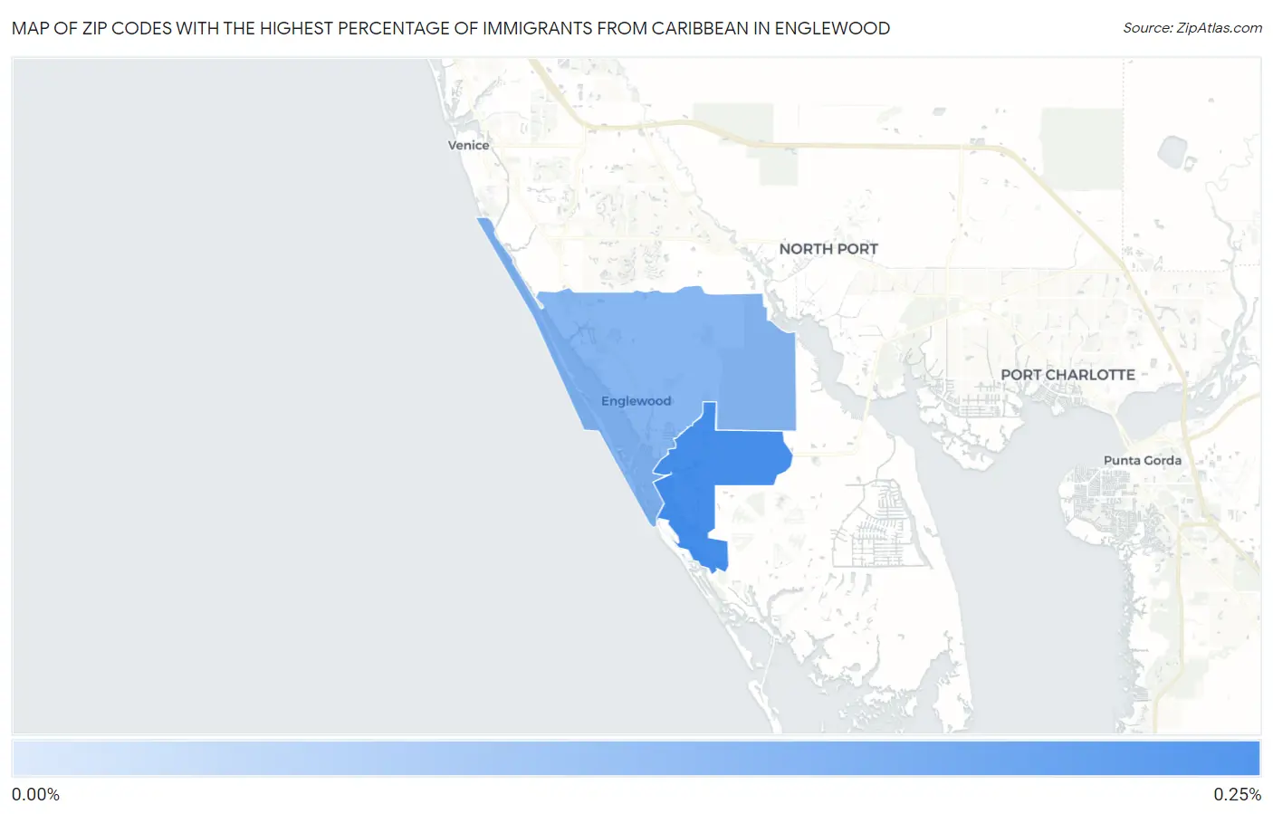 Zip Codes with the Highest Percentage of Immigrants from Caribbean in Englewood Map