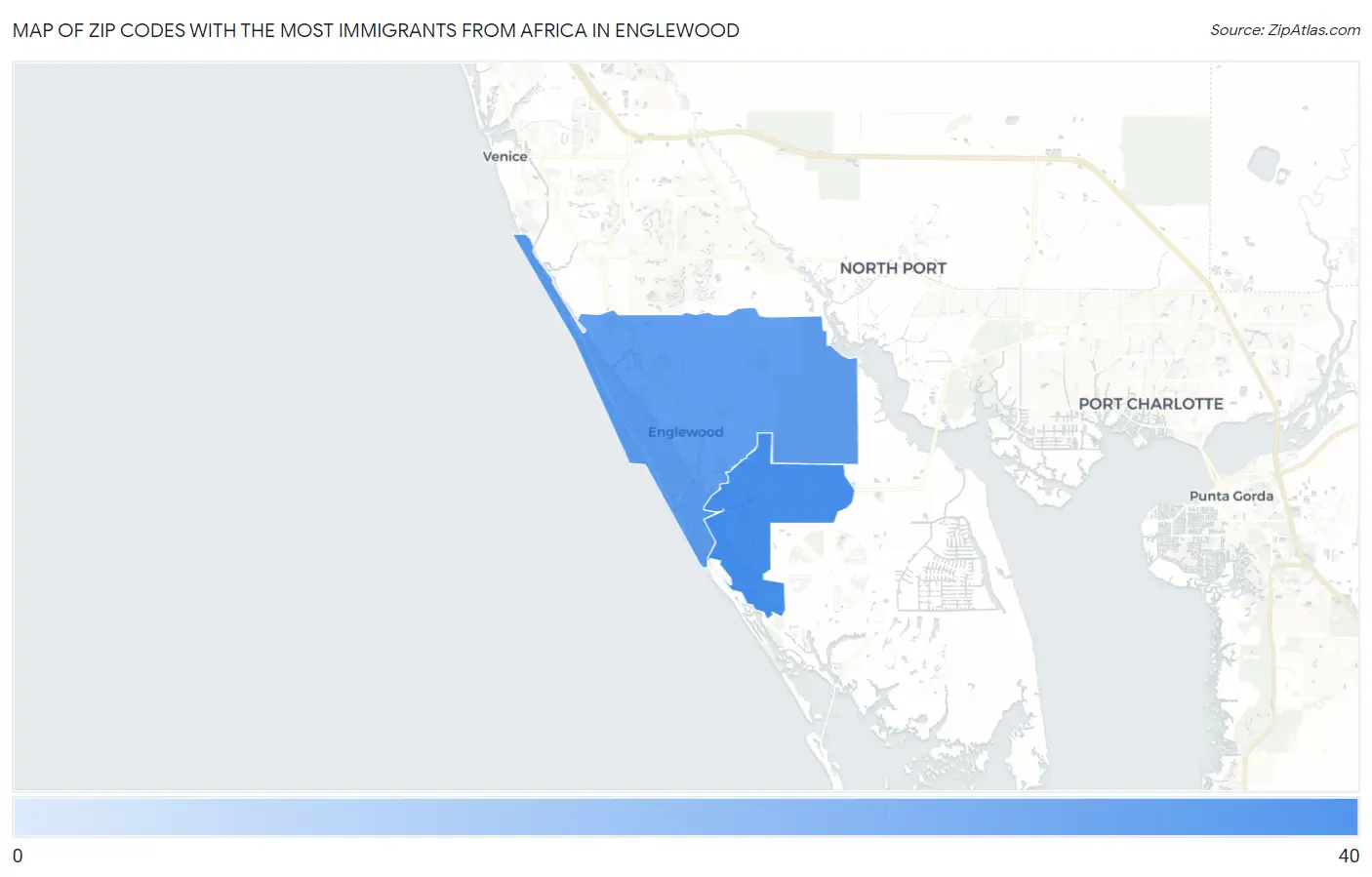 Zip Codes with the Most Immigrants from Africa in Englewood Map