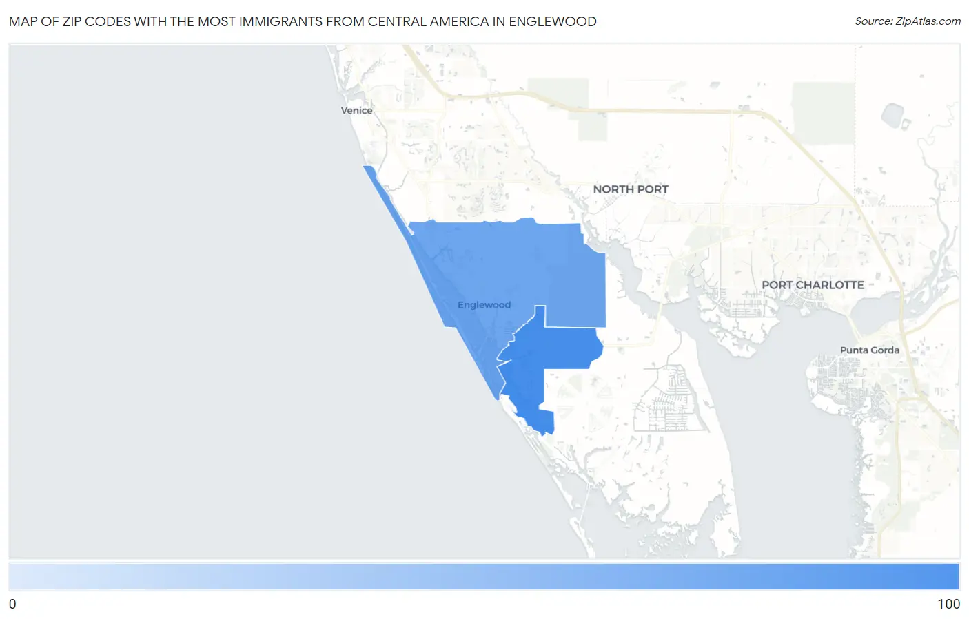 Zip Codes with the Most Immigrants from Central America in Englewood Map
