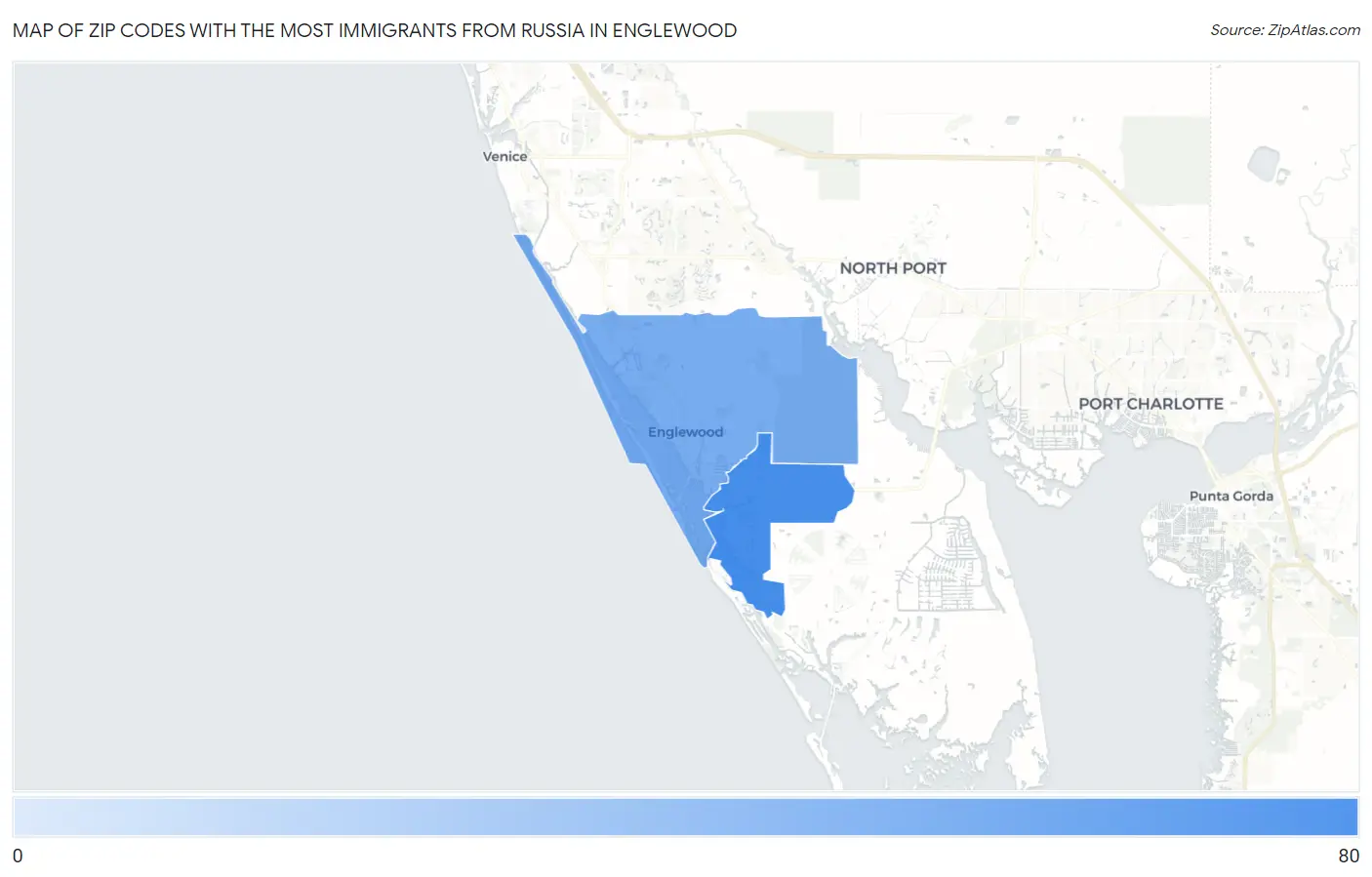 Zip Codes with the Most Immigrants from Russia in Englewood Map