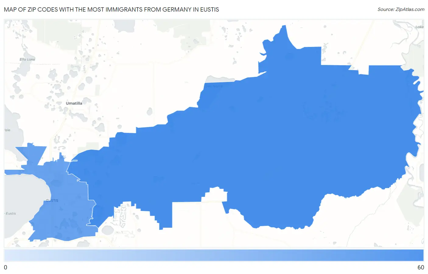 Zip Codes with the Most Immigrants from Germany in Eustis Map