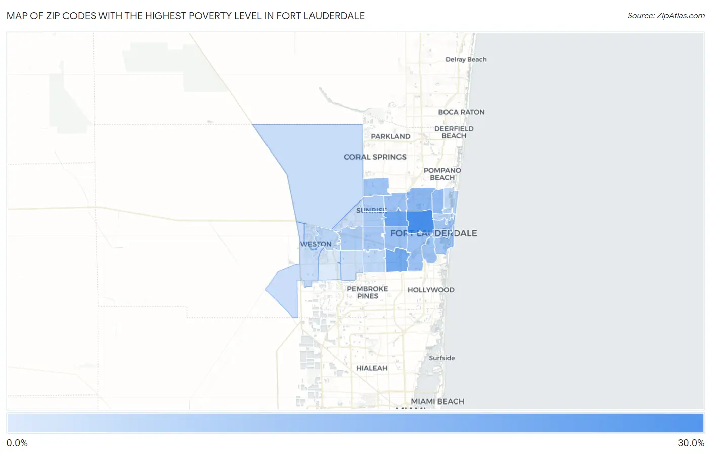 Zip Codes with the Highest Poverty Level in Fort Lauderdale Map