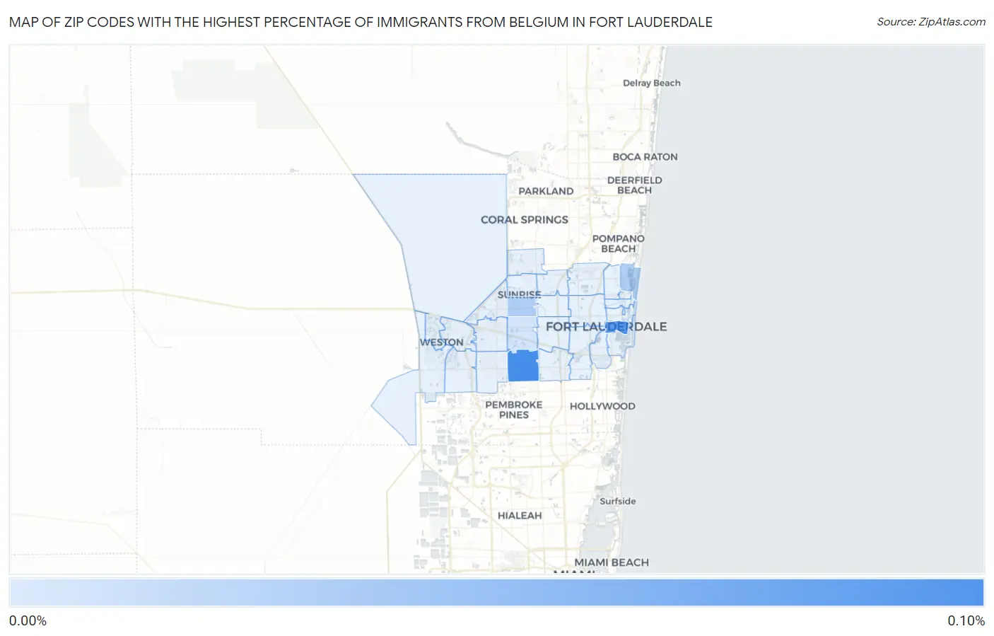 Zip Codes with the Highest Percentage of Immigrants from Belgium in Fort Lauderdale Map