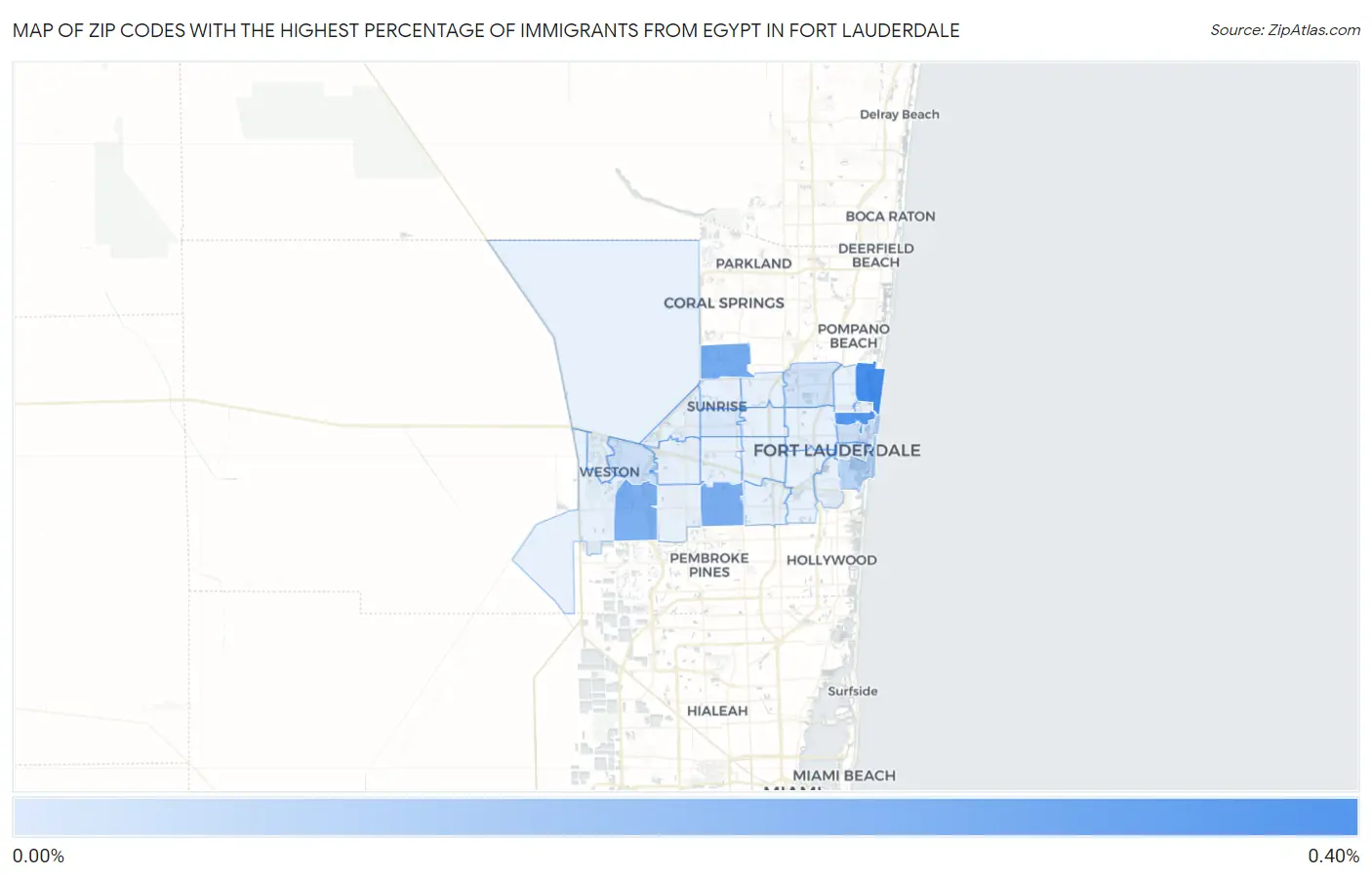 Zip Codes with the Highest Percentage of Immigrants from Egypt in Fort Lauderdale Map