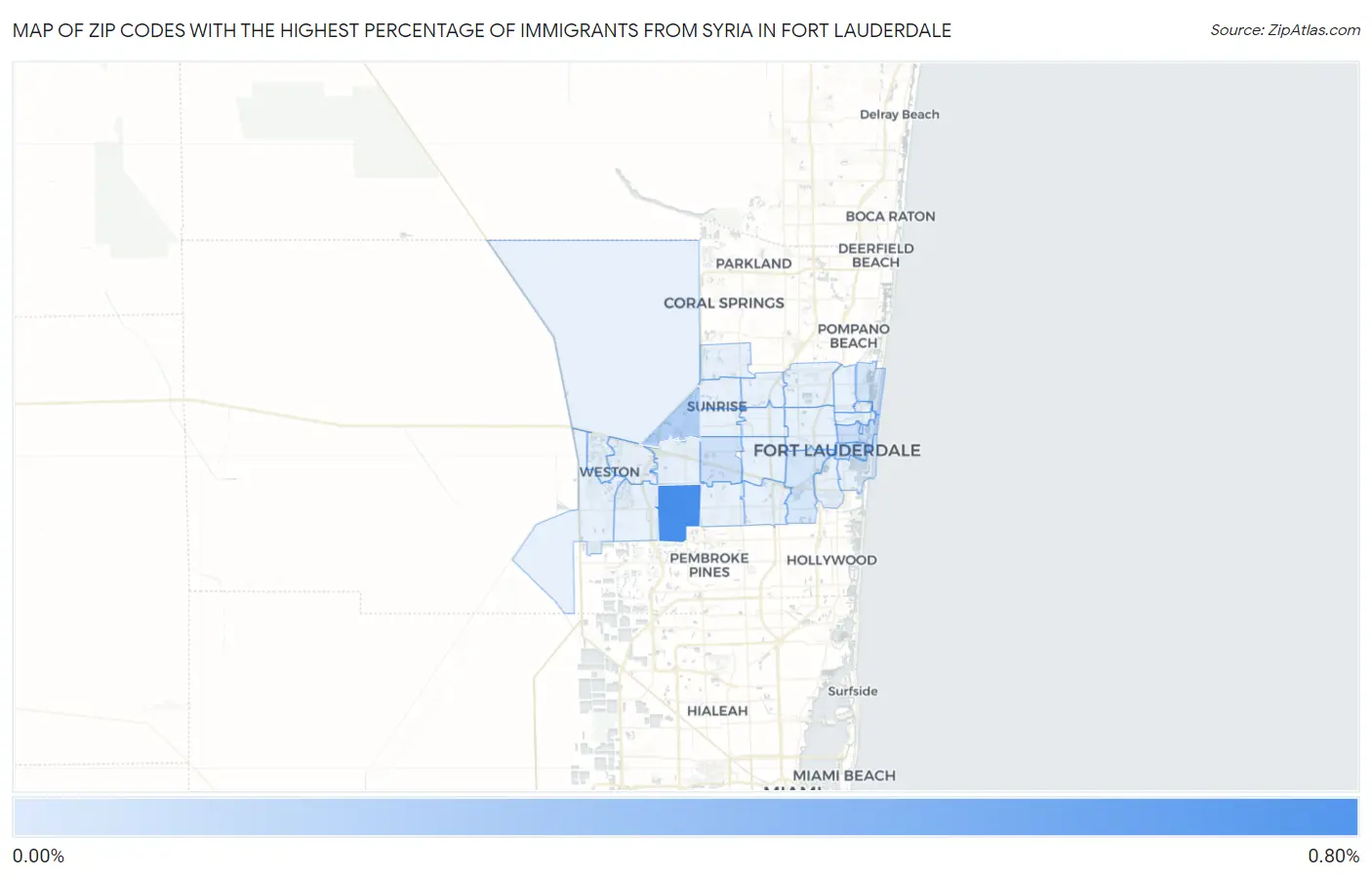 Zip Codes with the Highest Percentage of Immigrants from Syria in Fort Lauderdale Map