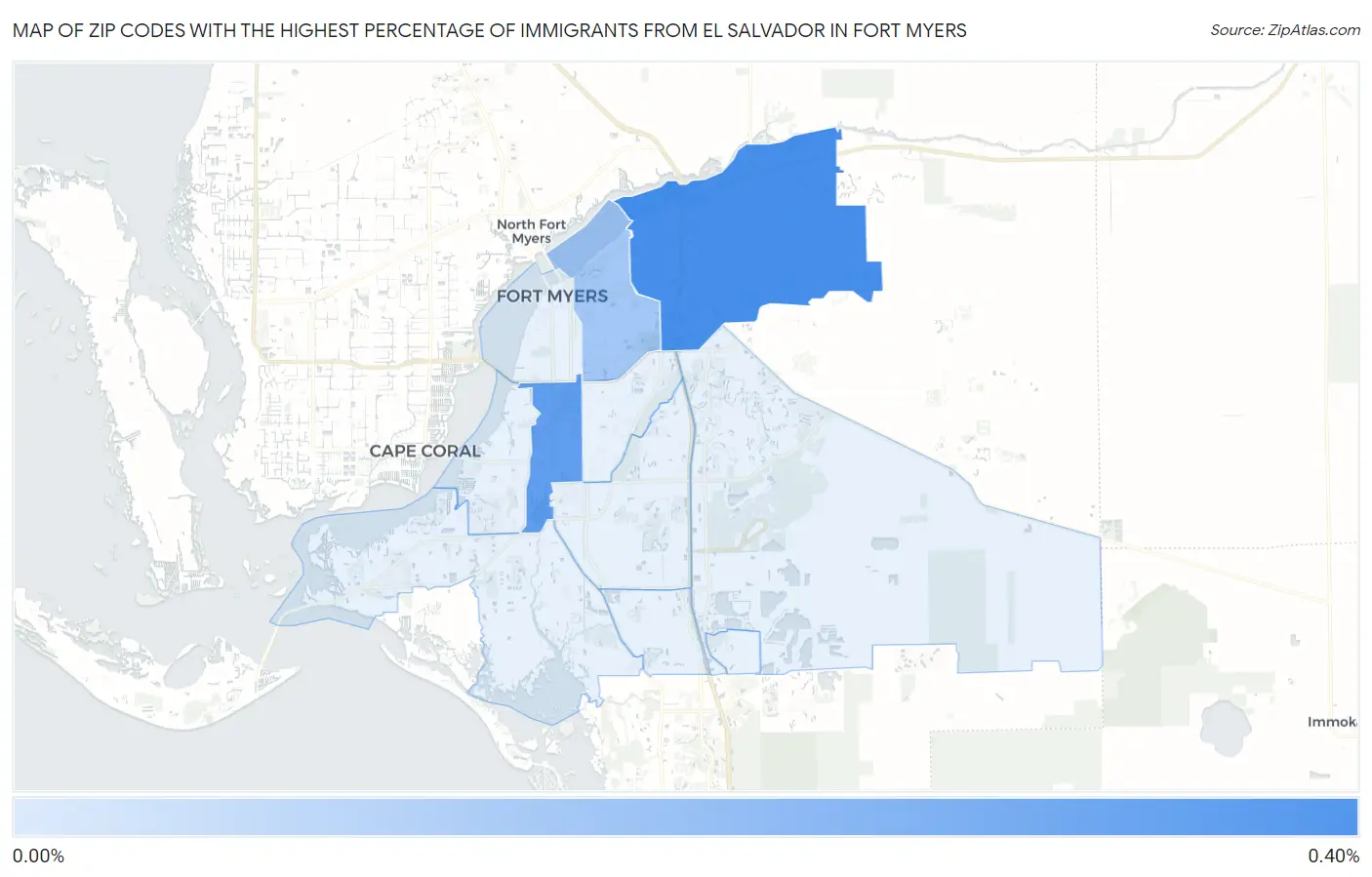 Zip Codes with the Highest Percentage of Immigrants from El Salvador in Fort Myers Map