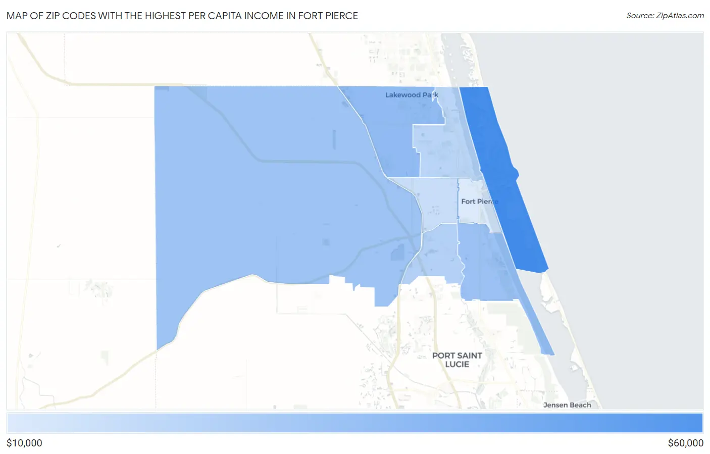 Zip Codes with the Highest Per Capita Income in Fort Pierce Map