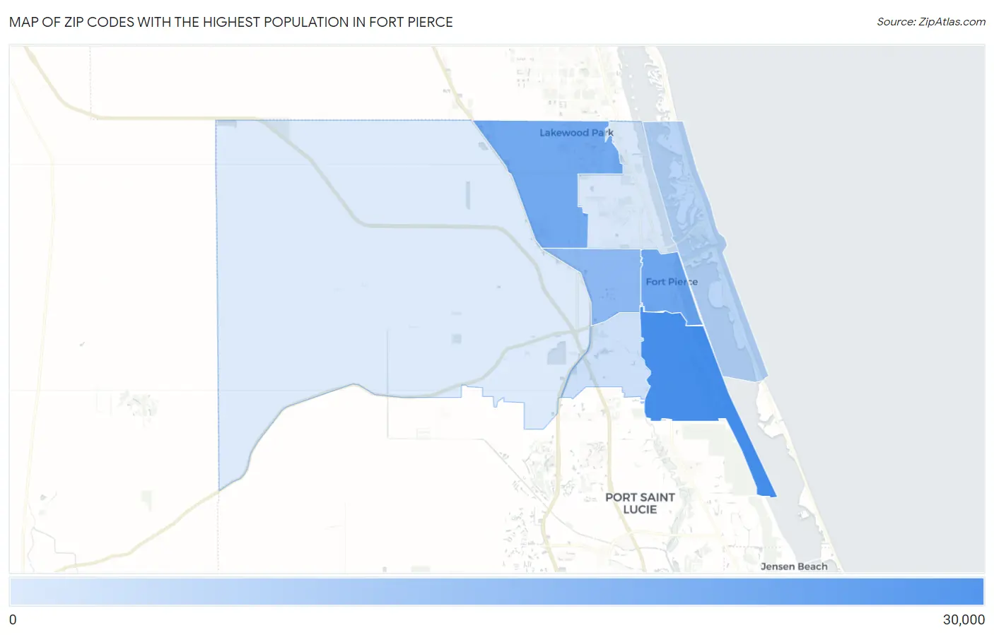 Zip Codes with the Highest Population in Fort Pierce Map