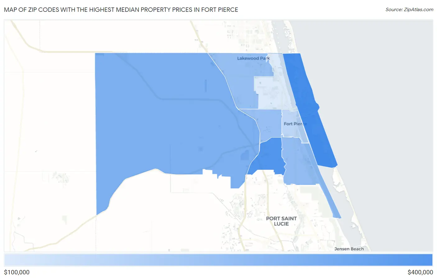 Zip Codes with the Highest Median Property Prices in Fort Pierce Map
