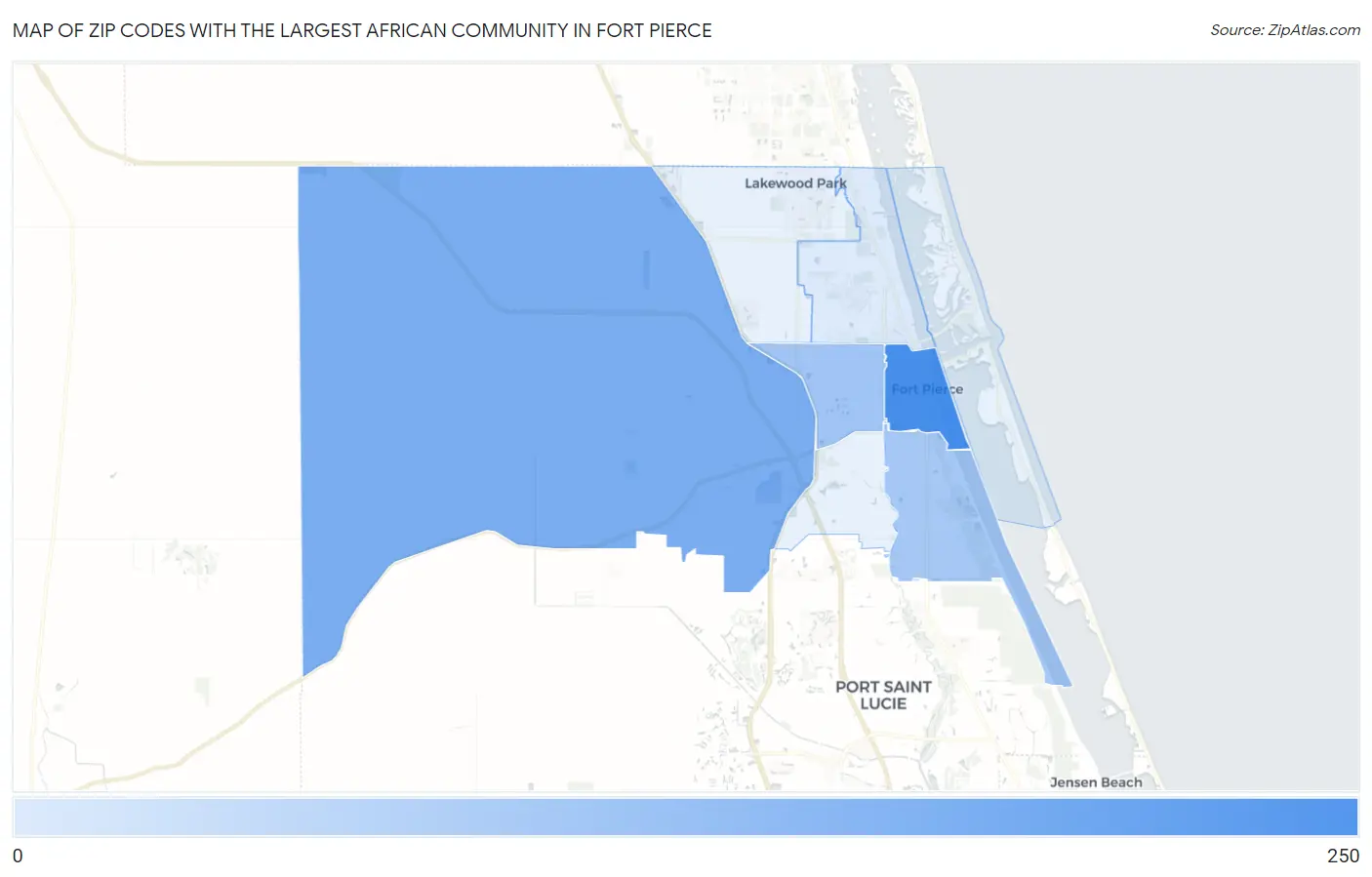Zip Codes with the Largest African Community in Fort Pierce Map