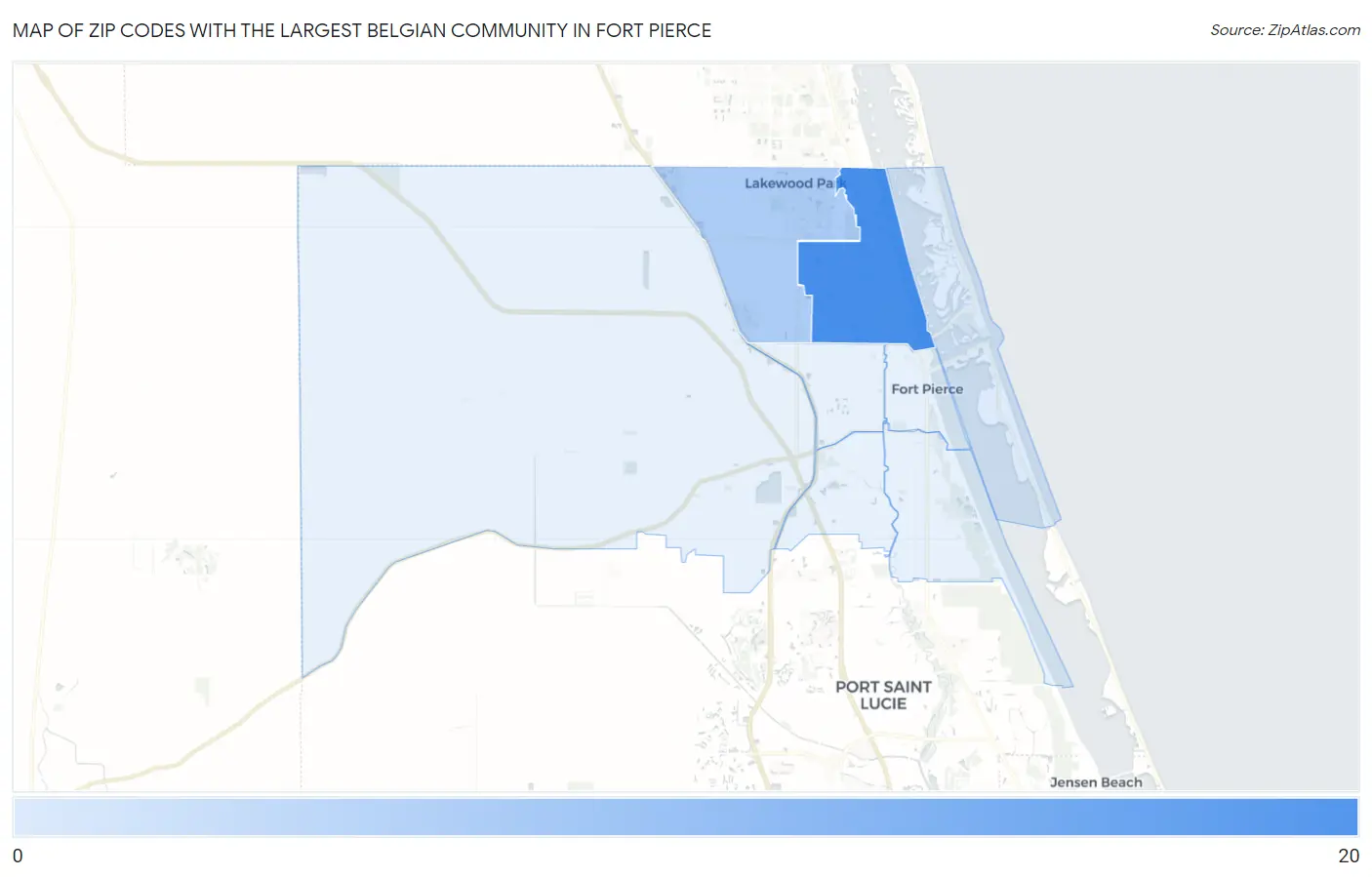 Zip Codes with the Largest Belgian Community in Fort Pierce Map