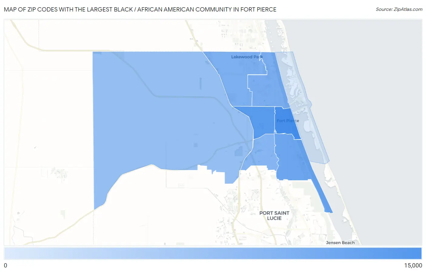 Zip Codes with the Largest Black / African American Community in Fort Pierce Map