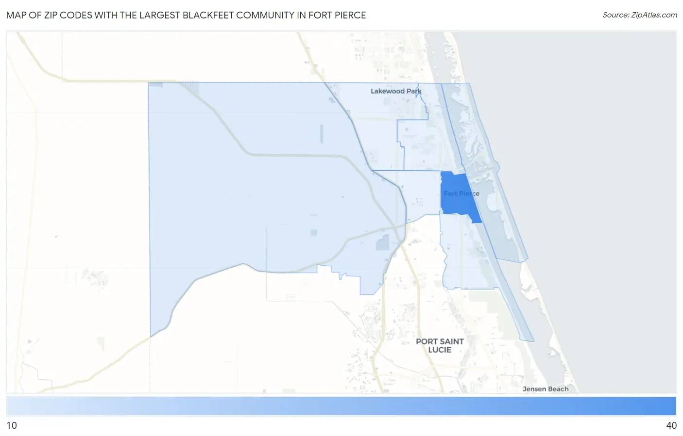 Zip Codes with the Largest Blackfeet Community in Fort Pierce Map