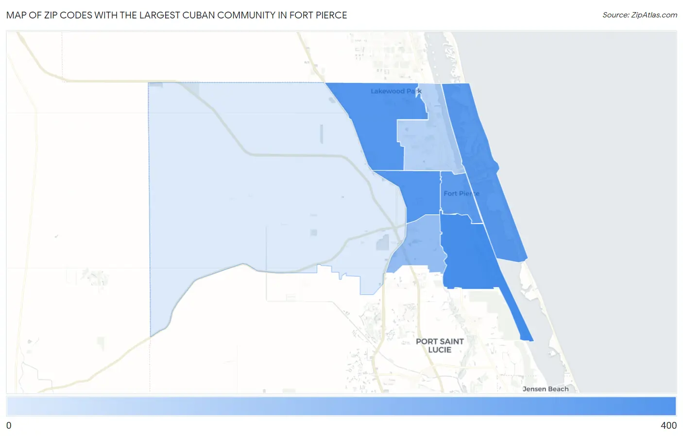 Zip Codes with the Largest Cuban Community in Fort Pierce Map
