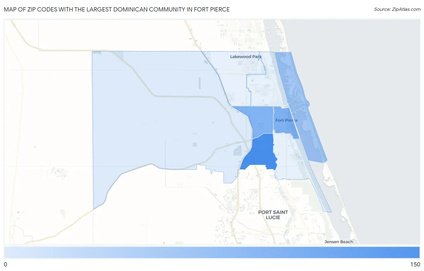 Zip Codes with the Largest Dominican Community in Fort Pierce Map