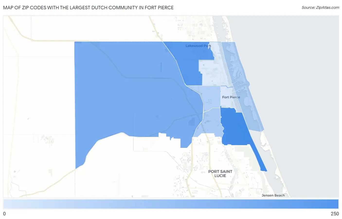 Zip Codes with the Largest Dutch Community in Fort Pierce Map