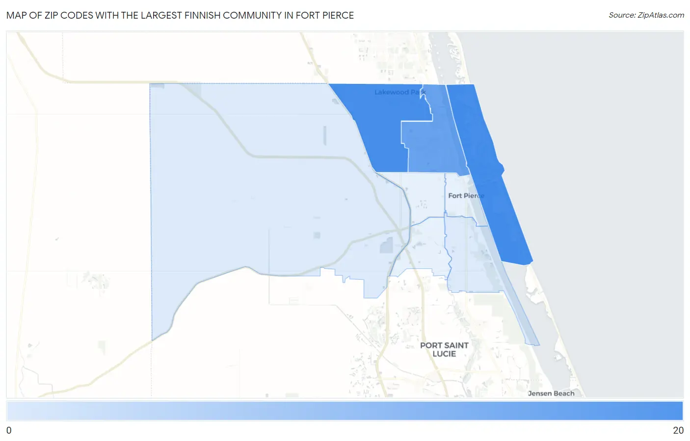 Zip Codes with the Largest Finnish Community in Fort Pierce Map