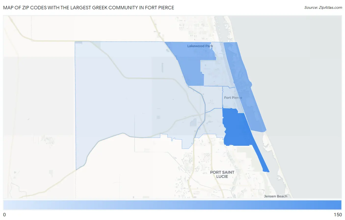 Zip Codes with the Largest Greek Community in Fort Pierce Map