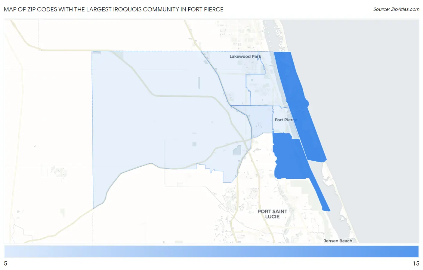 Zip Codes with the Largest Iroquois Community in Fort Pierce Map