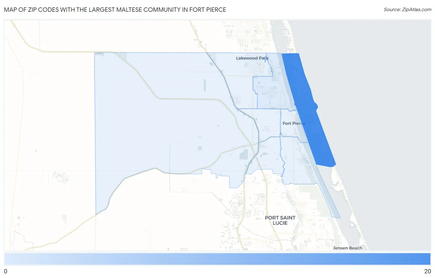 Zip Codes with the Largest Maltese Community in Fort Pierce Map