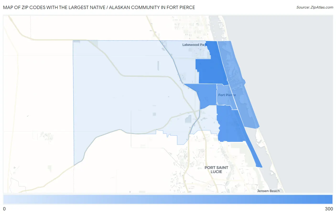Zip Codes with the Largest Native / Alaskan Community in Fort Pierce Map