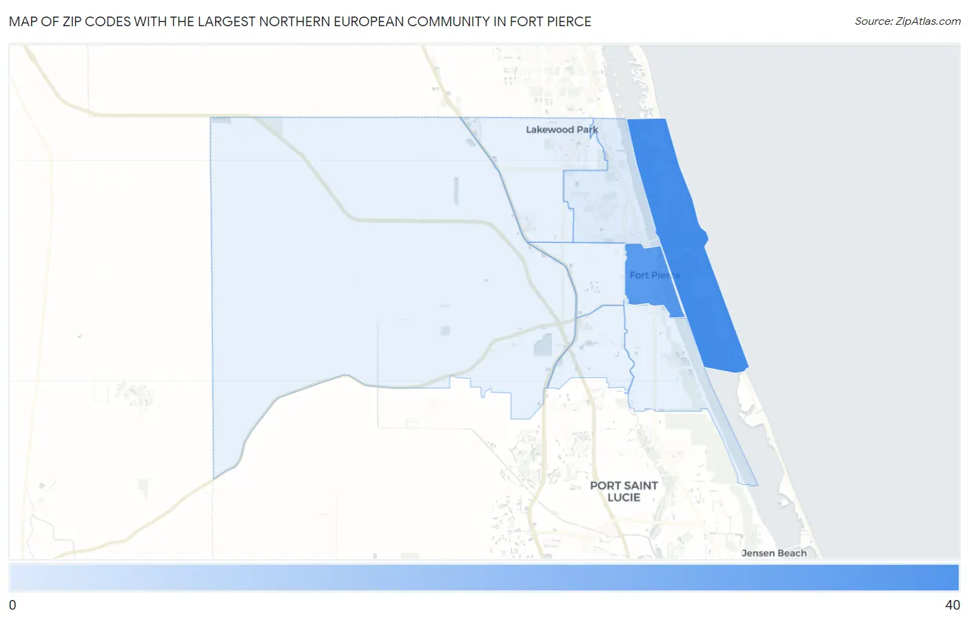Zip Codes with the Largest Northern European Community in Fort Pierce Map
