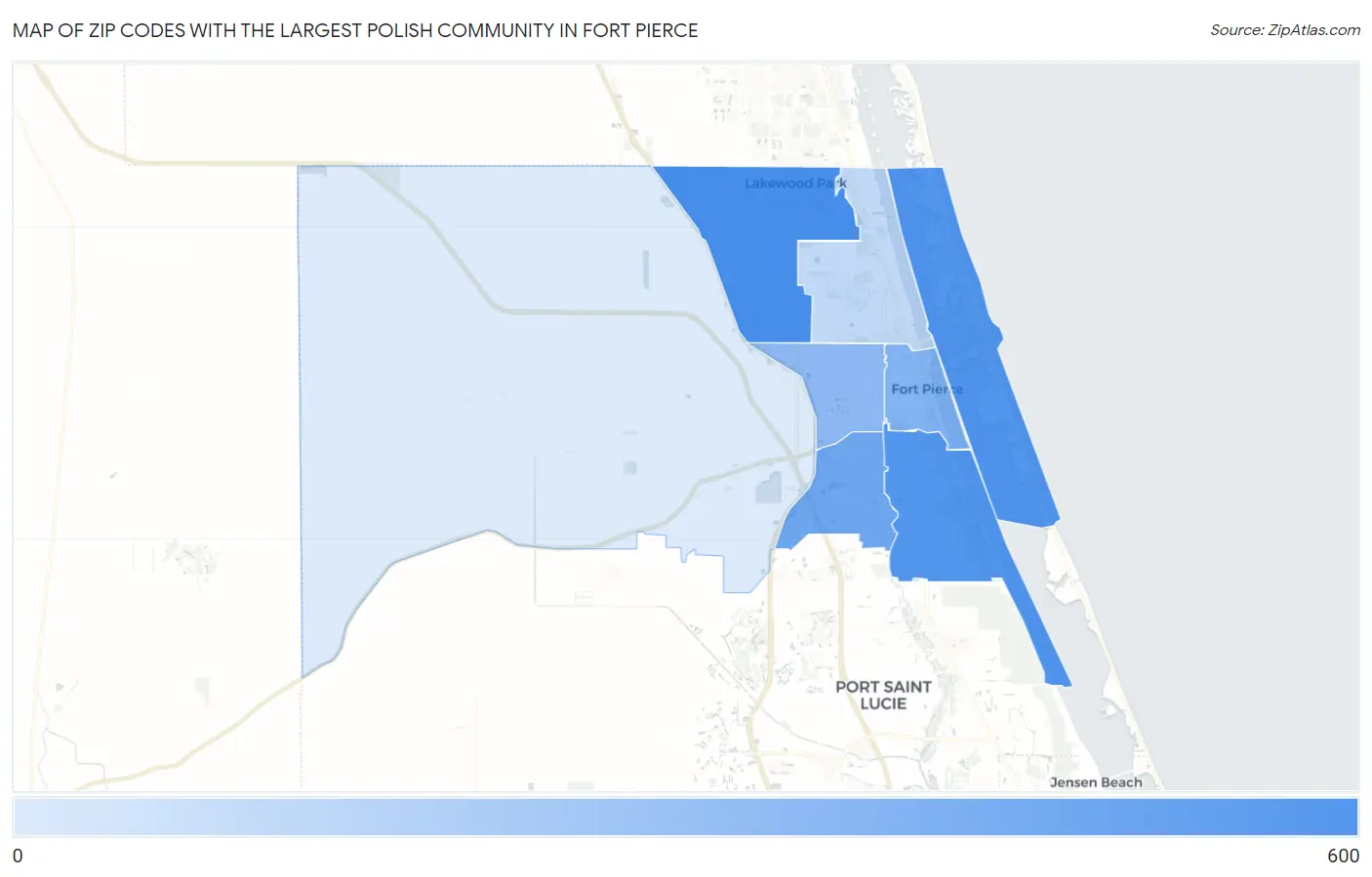 Zip Codes with the Largest Polish Community in Fort Pierce Map