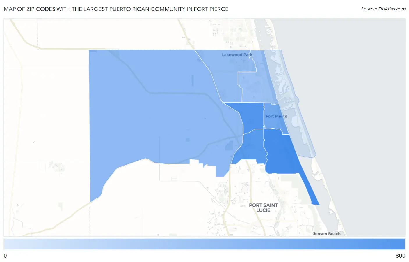 Zip Codes with the Largest Puerto Rican Community in Fort Pierce Map