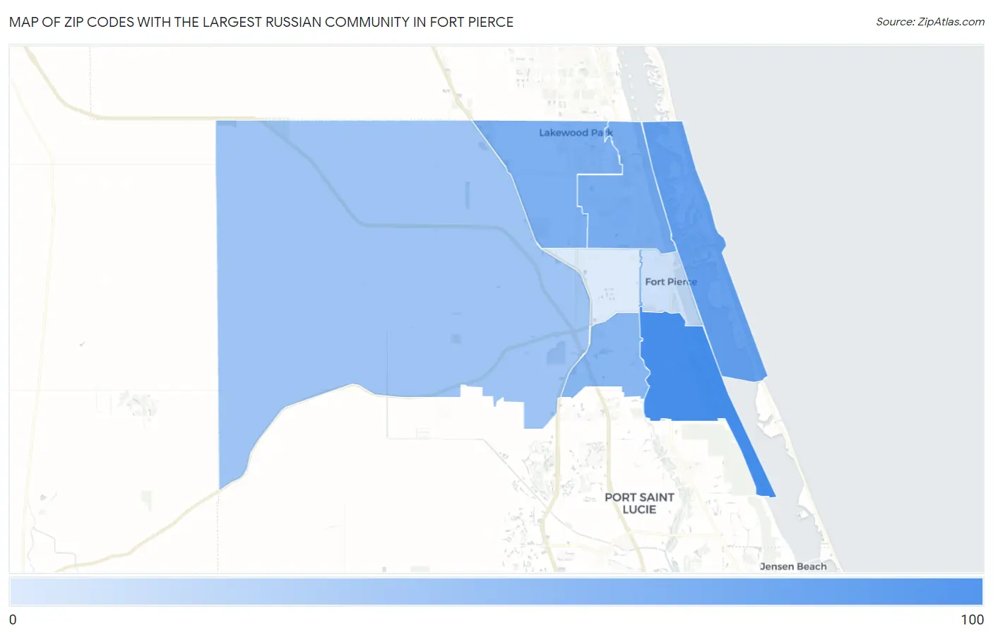 Zip Codes with the Largest Russian Community in Fort Pierce Map