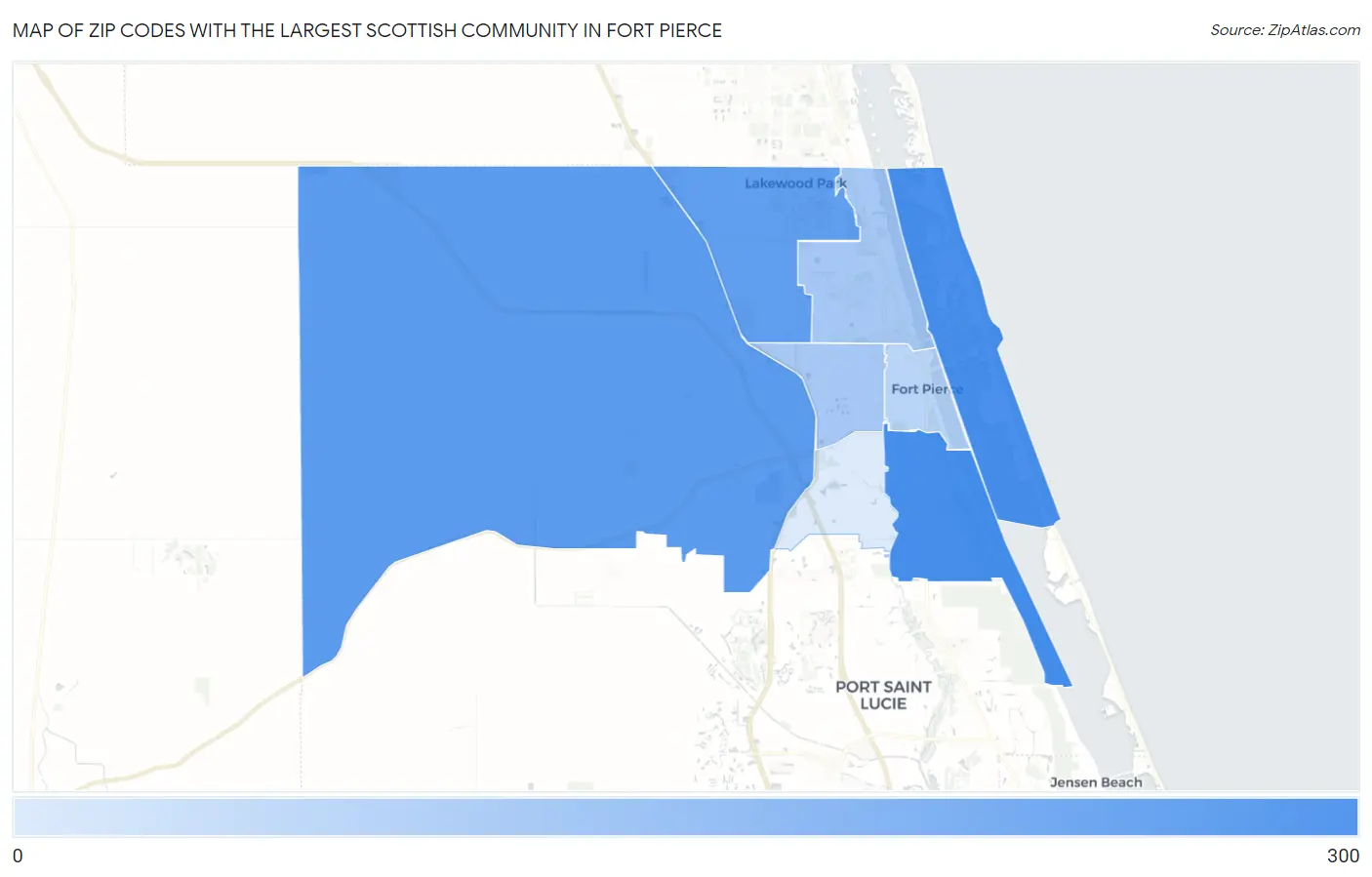 Zip Codes with the Largest Scottish Community in Fort Pierce Map