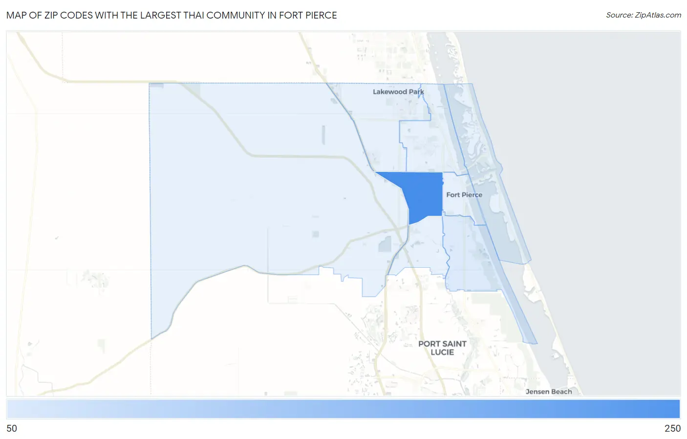 Zip Codes with the Largest Thai Community in Fort Pierce Map