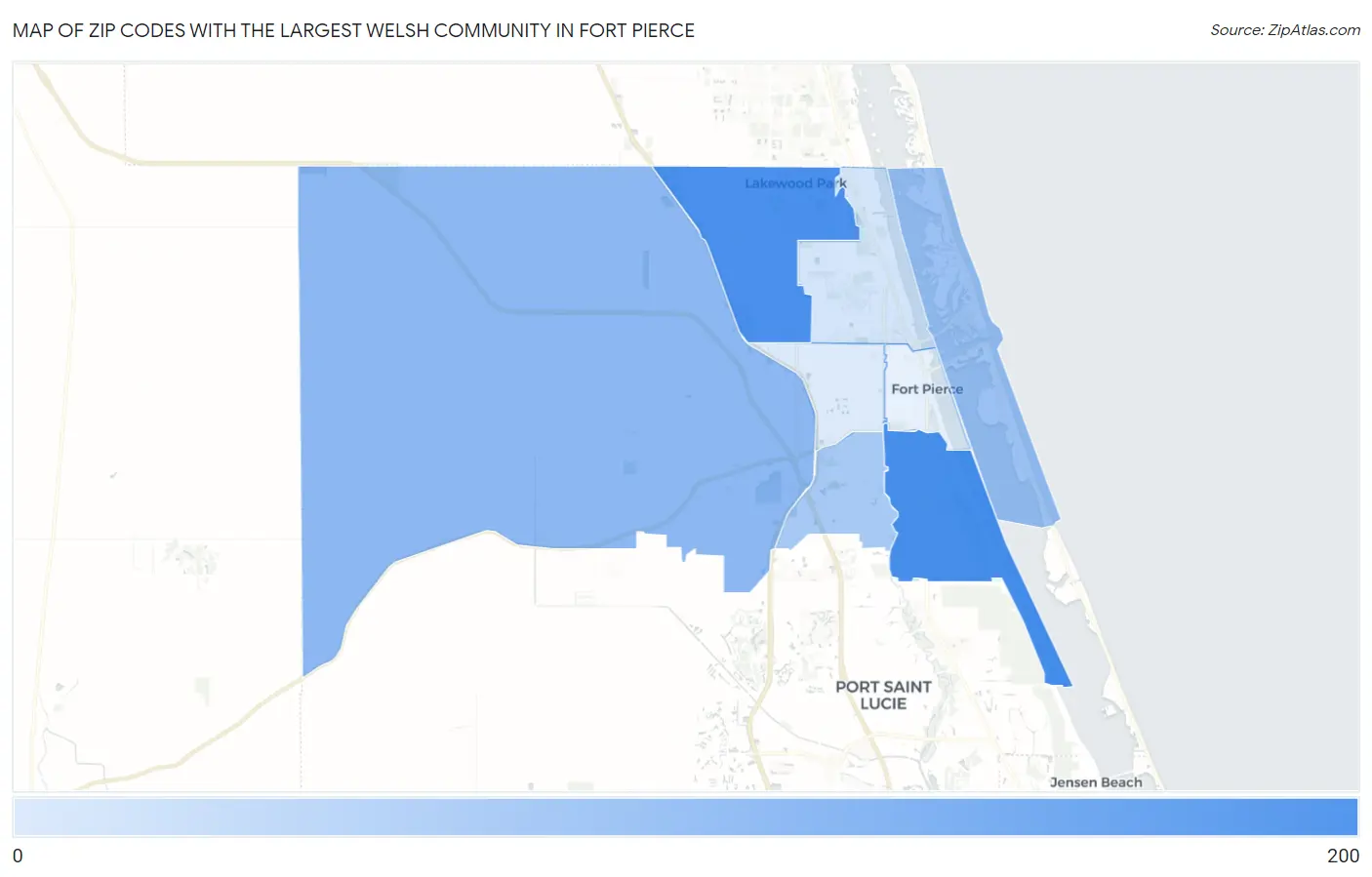 Zip Codes with the Largest Welsh Community in Fort Pierce Map
