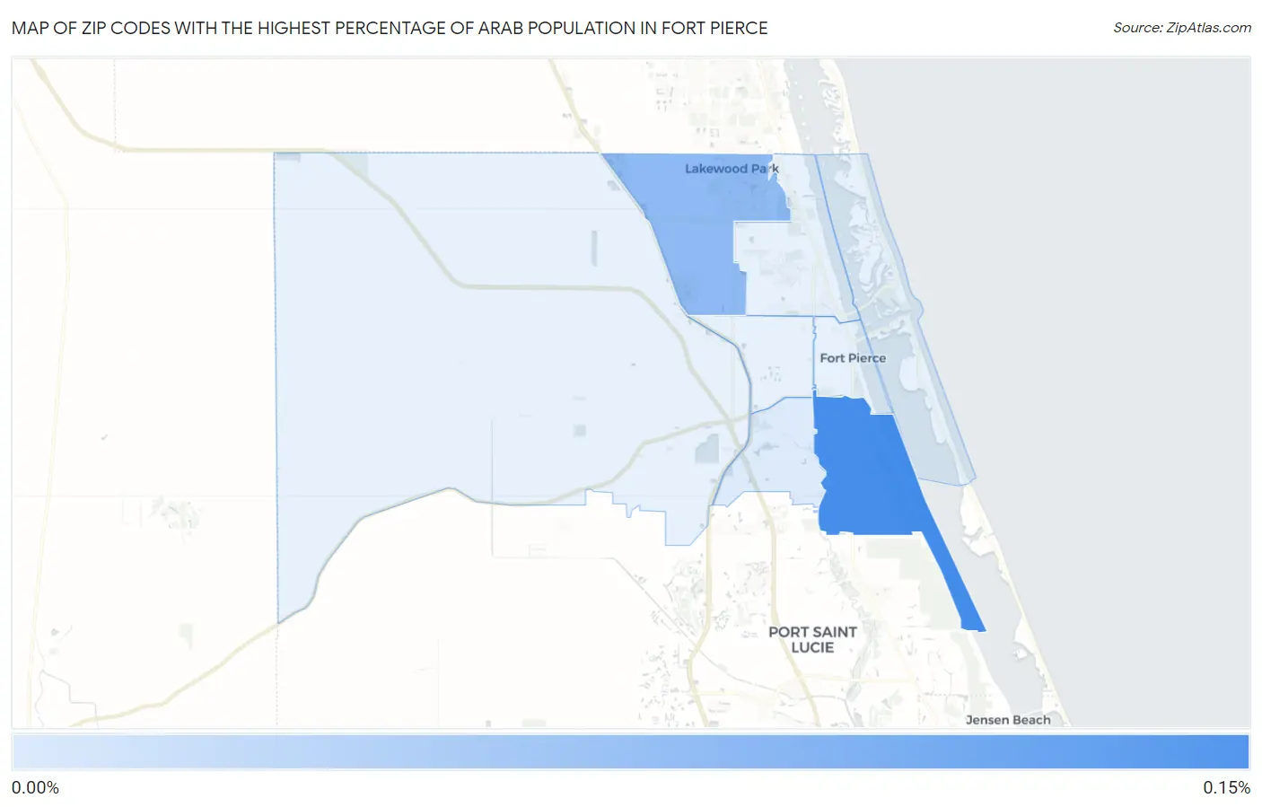 Zip Codes with the Highest Percentage of Arab Population in Fort Pierce Map