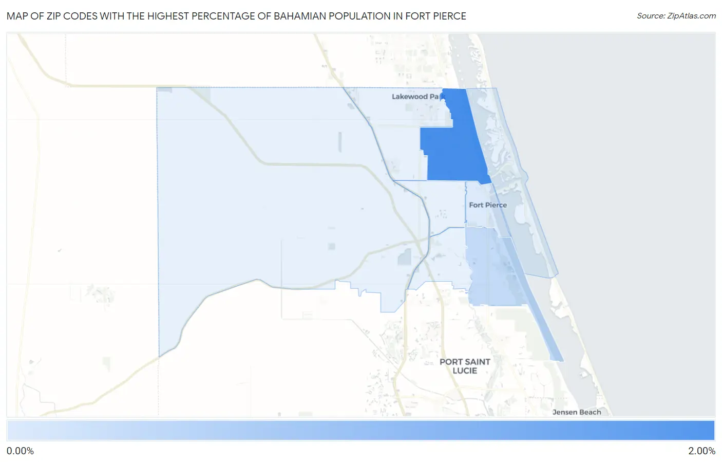 Zip Codes with the Highest Percentage of Bahamian Population in Fort Pierce Map