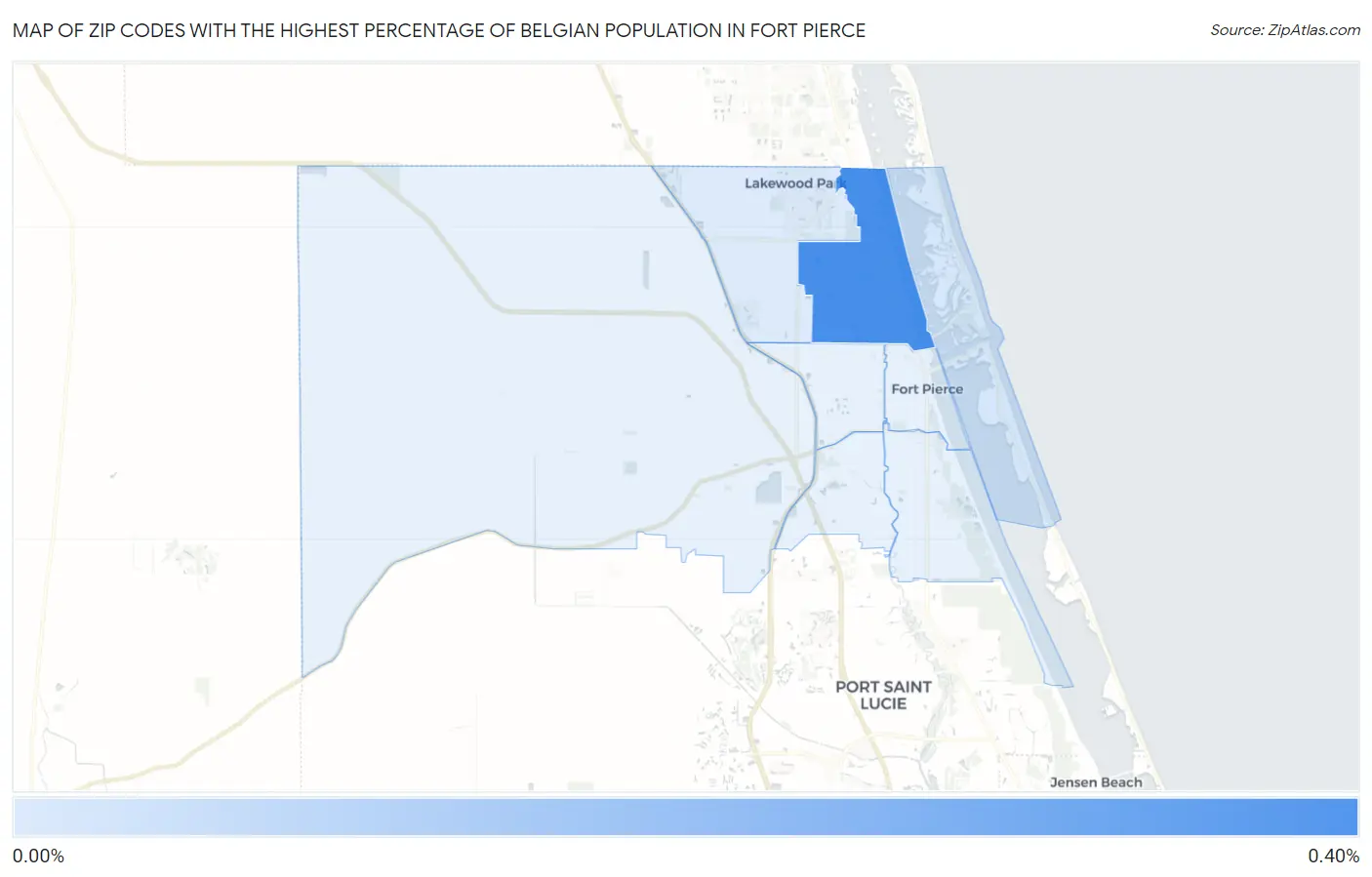 Zip Codes with the Highest Percentage of Belgian Population in Fort Pierce Map