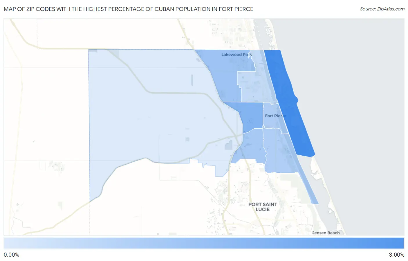 Zip Codes with the Highest Percentage of Cuban Population in Fort Pierce Map