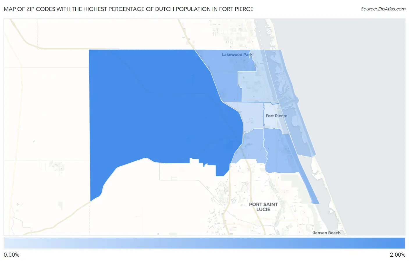 Zip Codes with the Highest Percentage of Dutch Population in Fort Pierce Map