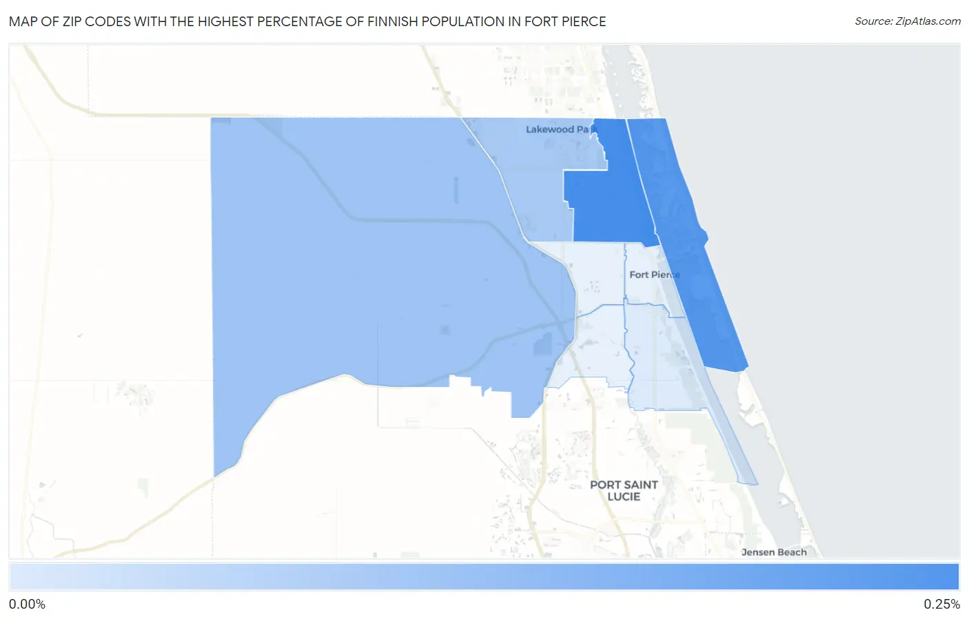 Zip Codes with the Highest Percentage of Finnish Population in Fort Pierce Map