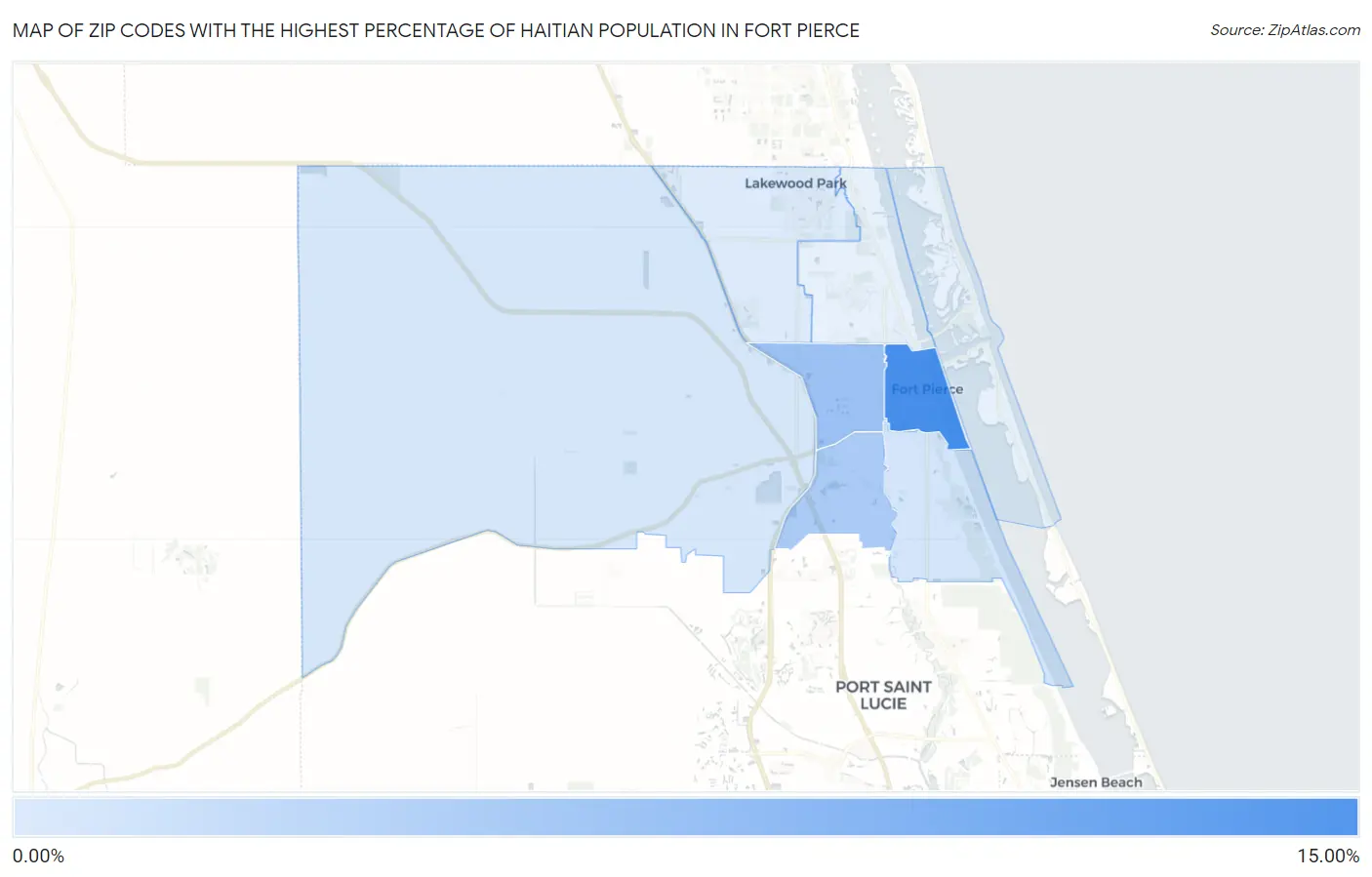 Zip Codes with the Highest Percentage of Haitian Population in Fort Pierce Map