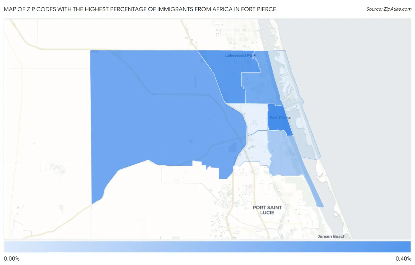 Zip Codes with the Highest Percentage of Immigrants from Africa in Fort Pierce Map