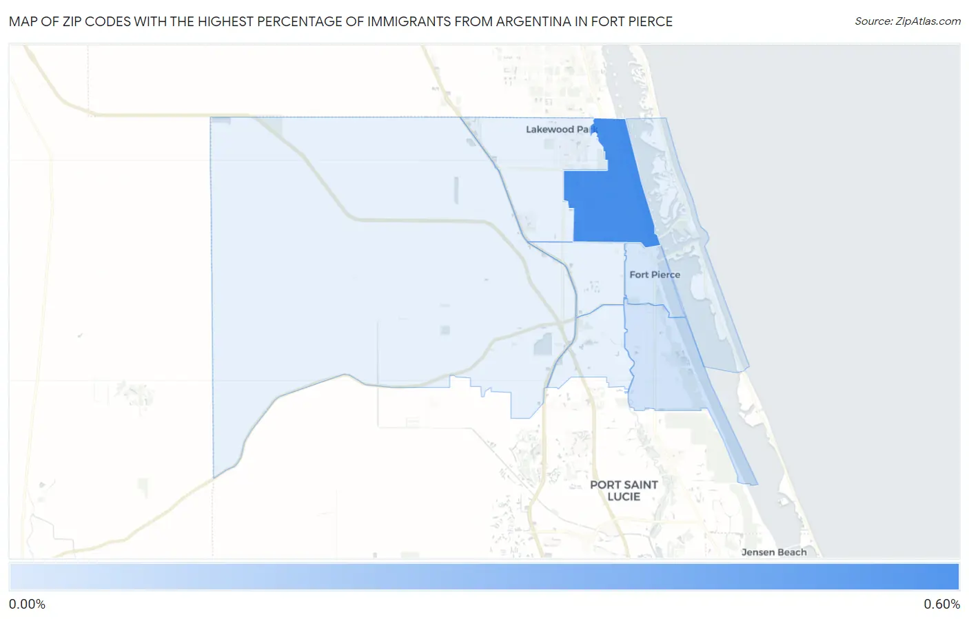 Zip Codes with the Highest Percentage of Immigrants from Argentina in Fort Pierce Map