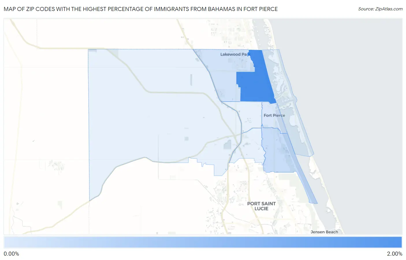 Zip Codes with the Highest Percentage of Immigrants from Bahamas in Fort Pierce Map