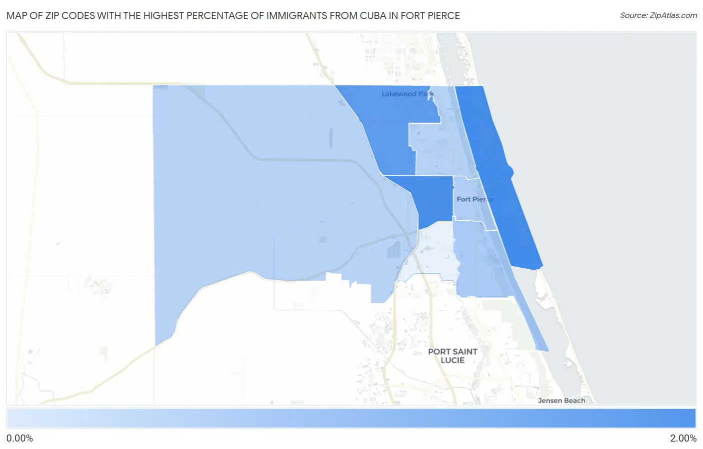Zip Codes with the Highest Percentage of Immigrants from Cuba in Fort Pierce Map