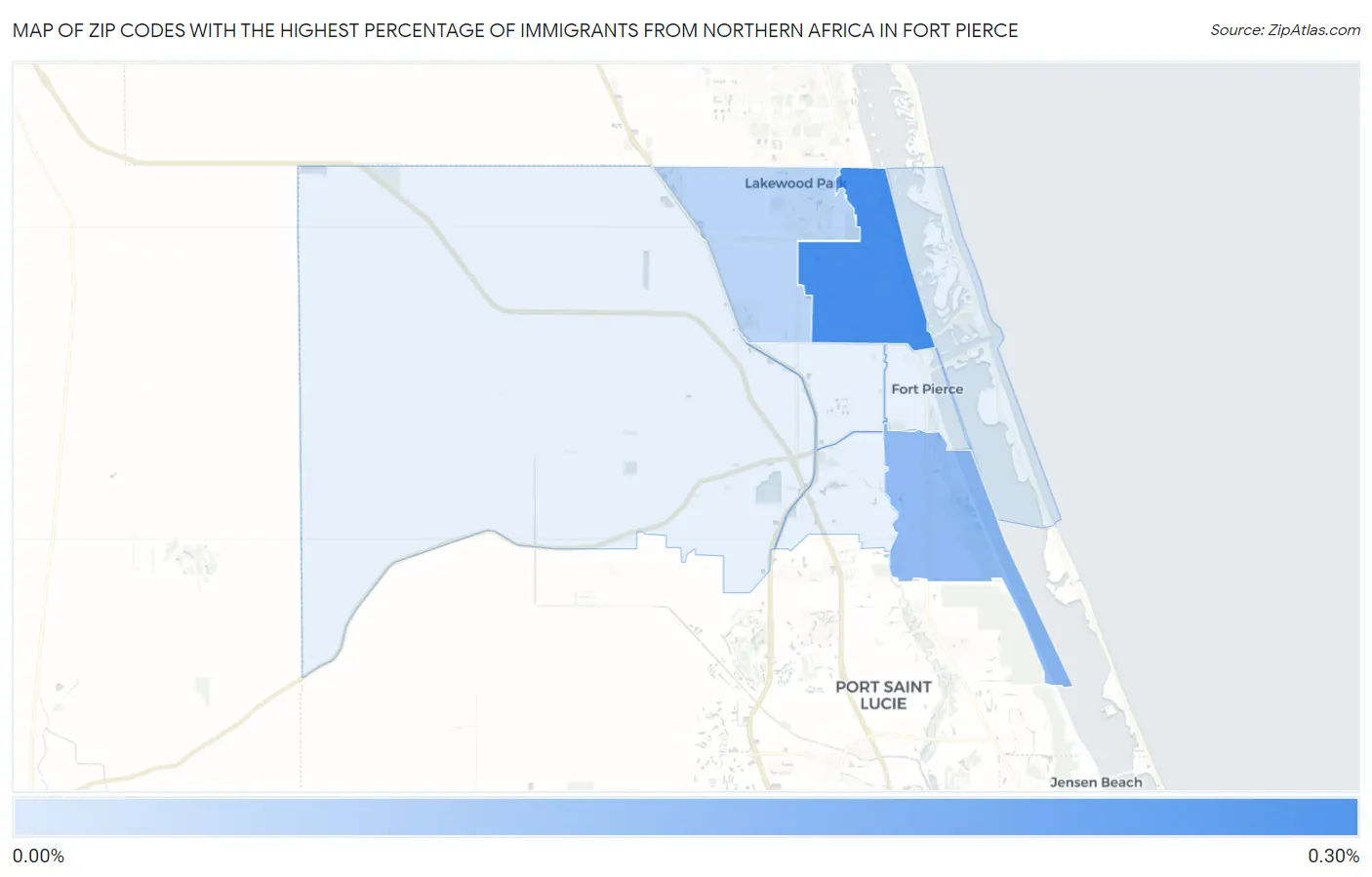 Zip Codes with the Highest Percentage of Immigrants from Northern Africa in Fort Pierce Map