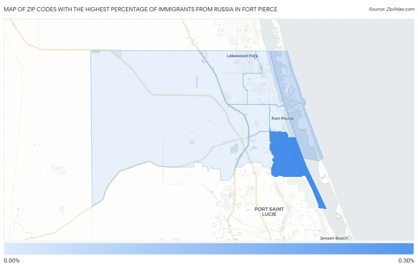 Zip Codes with the Highest Percentage of Immigrants from Russia in Fort Pierce Map