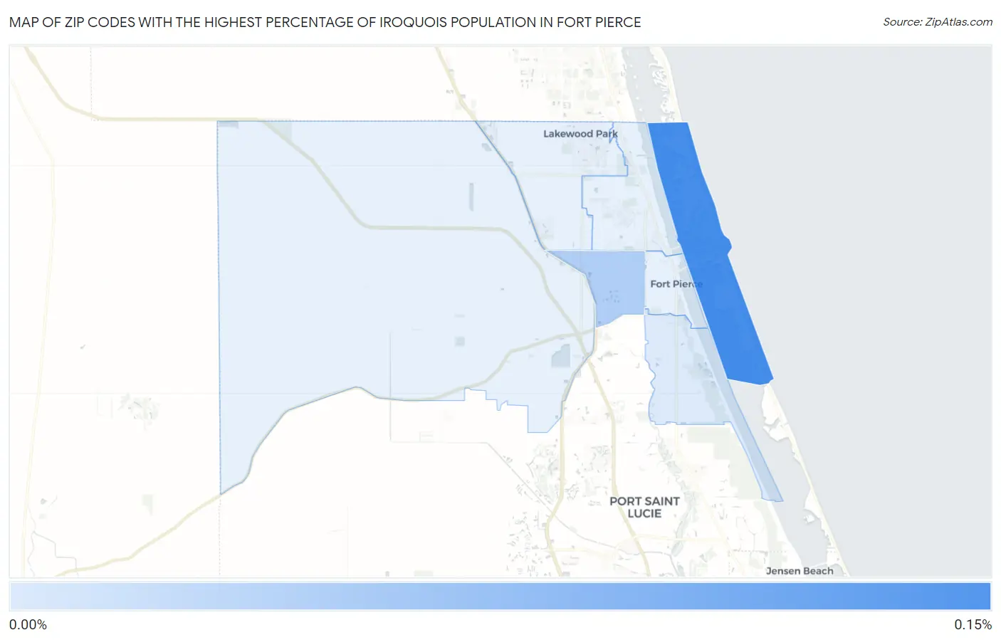 Zip Codes with the Highest Percentage of Iroquois Population in Fort Pierce Map