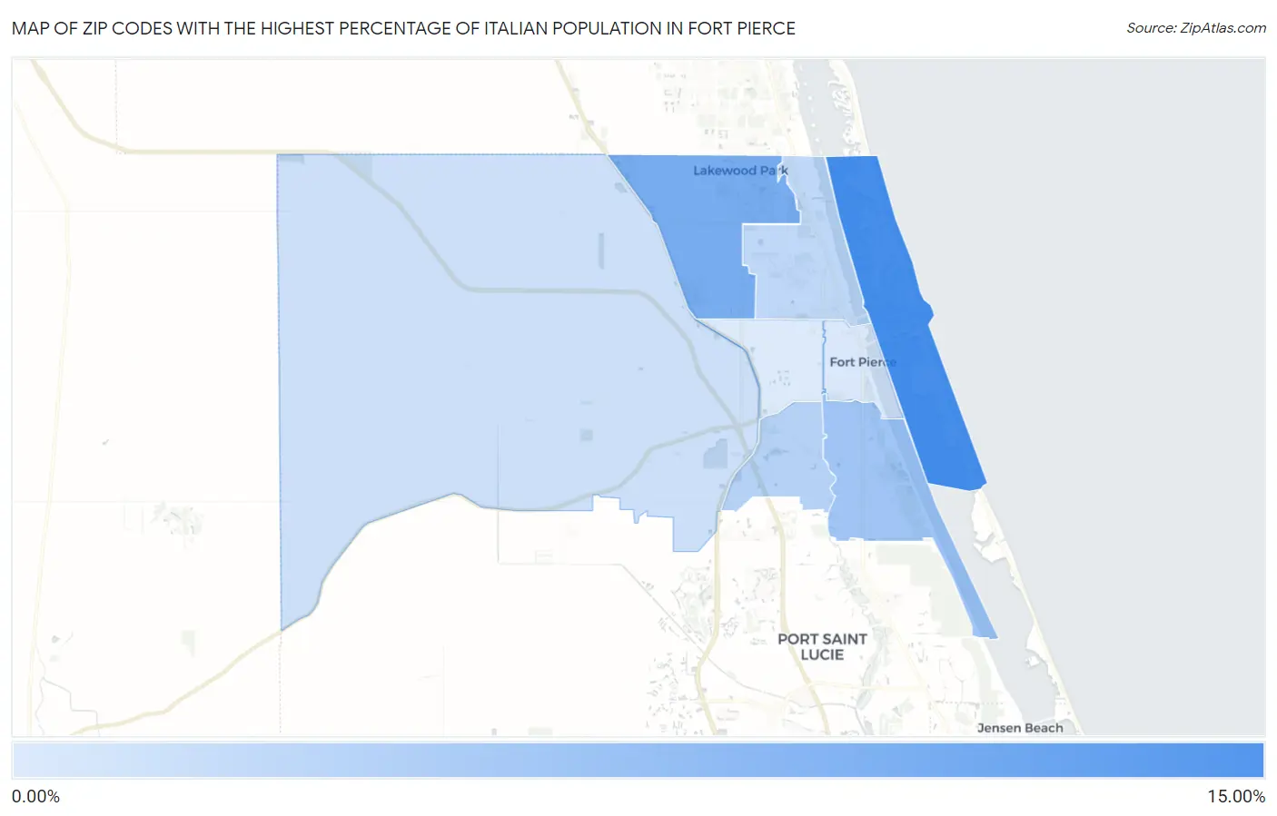 Zip Codes with the Highest Percentage of Italian Population in Fort Pierce Map