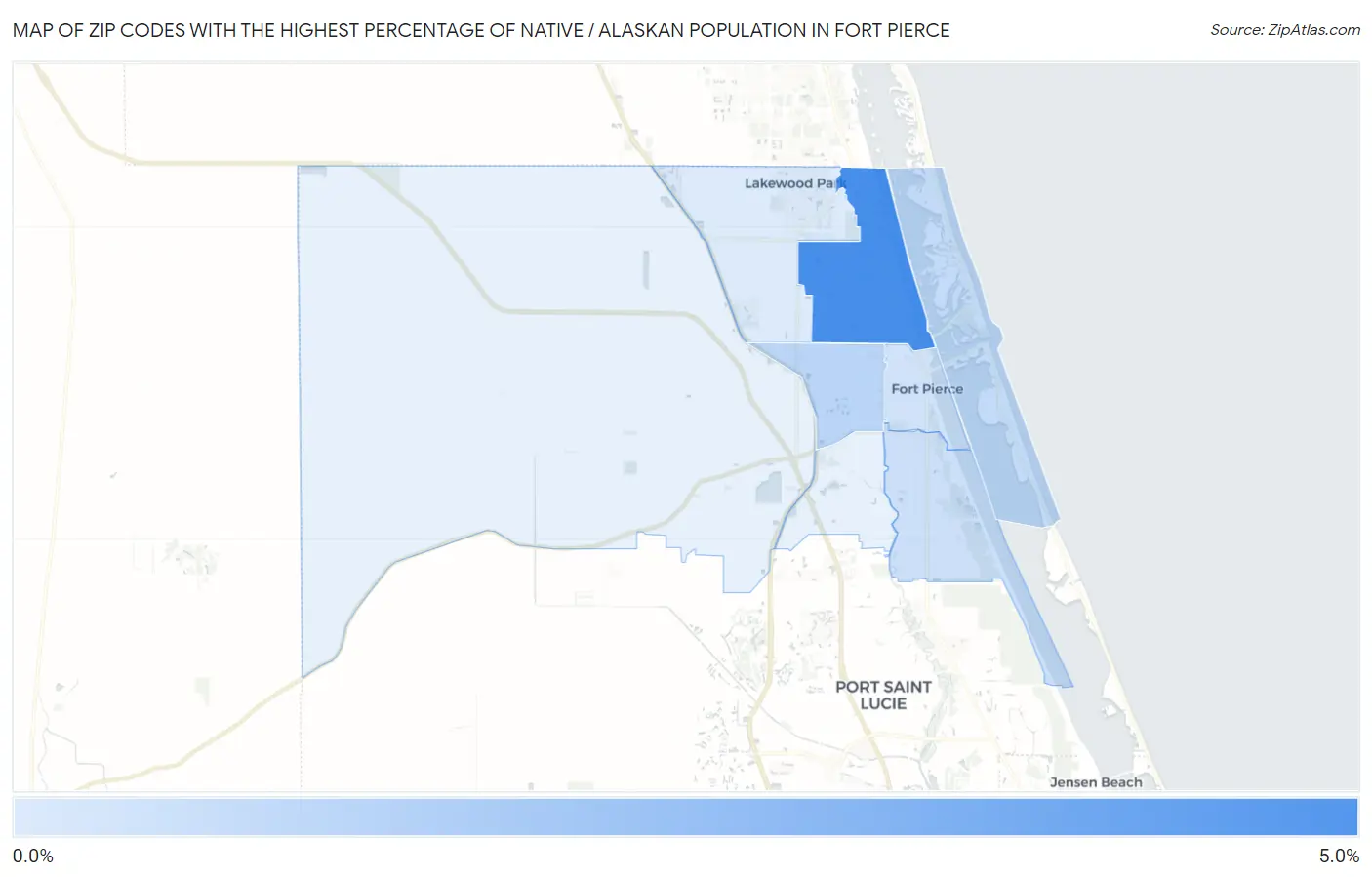 Zip Codes with the Highest Percentage of Native / Alaskan Population in Fort Pierce Map